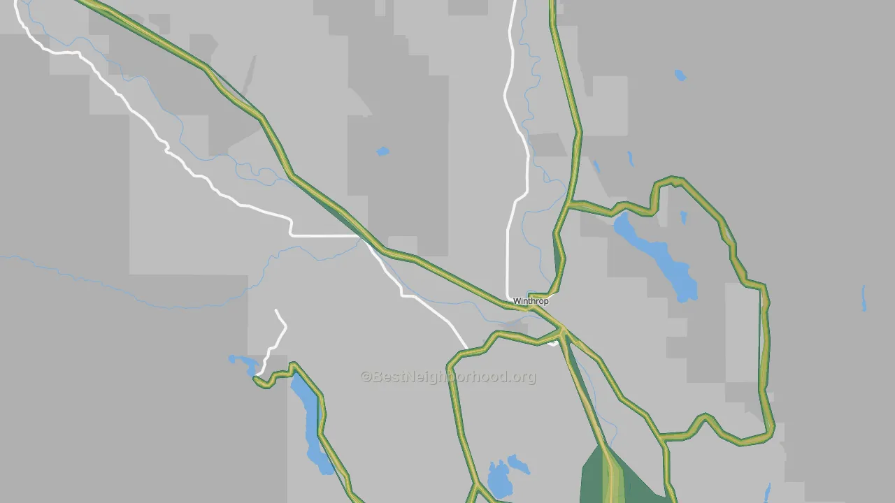 Winthrop, WA Map of Noise Levels in Winthrop