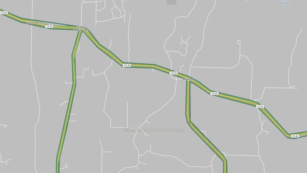 Winton, AL Map of Noise Levels in Winton