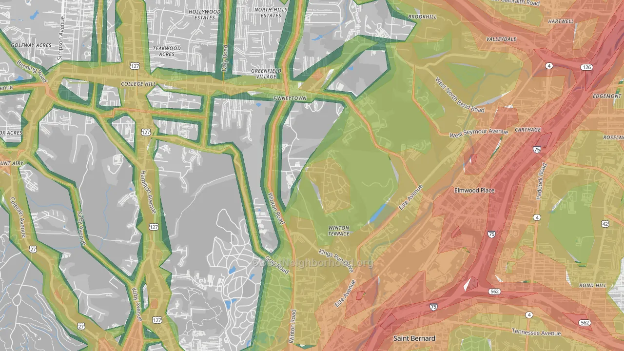 Winton Hills, Cincinnati, OH Map of Noise Levels in Winton Hills