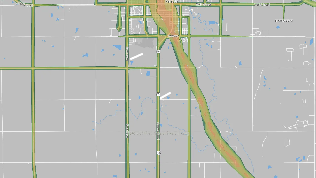 Winway, KS Map of Noise Levels in Winway