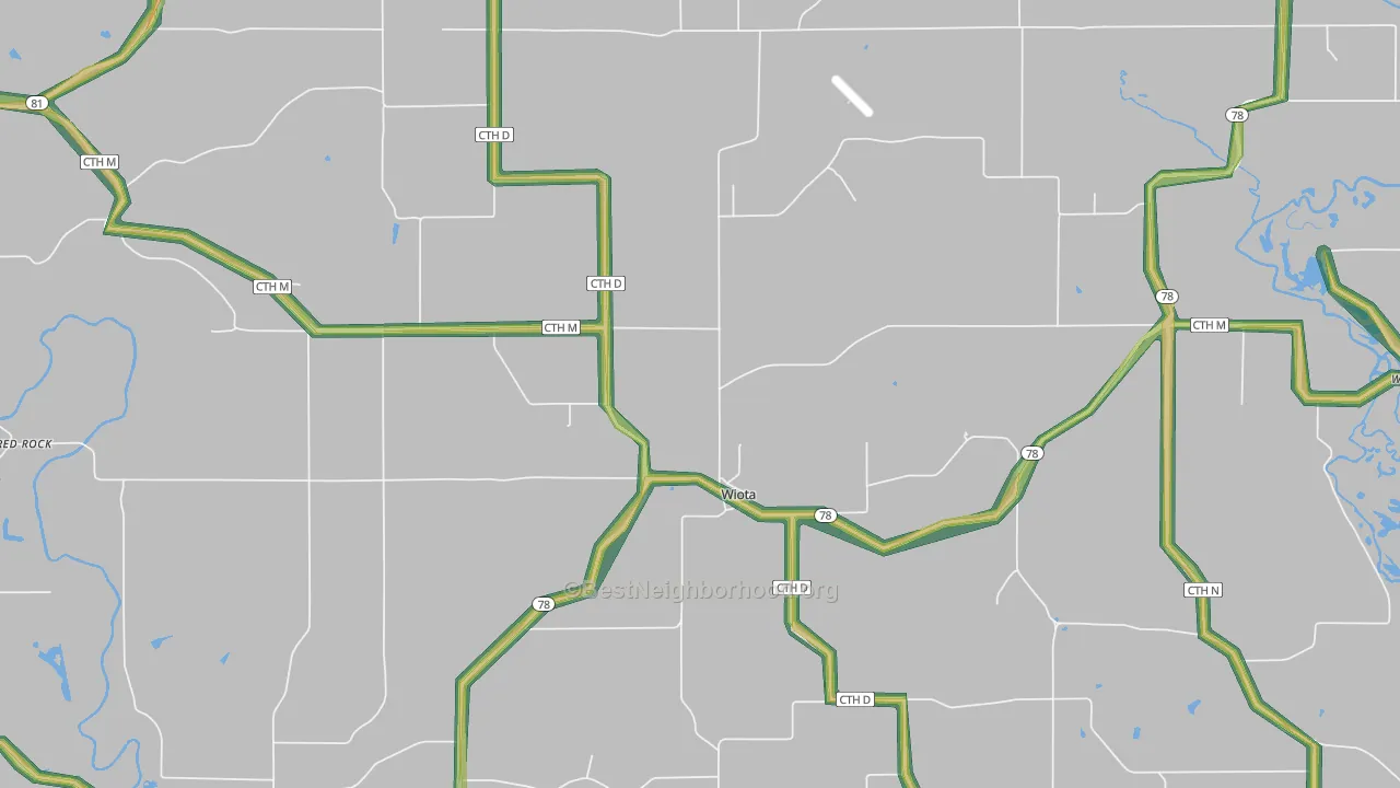 Wiota, WI Map of Noise Levels in Wiota