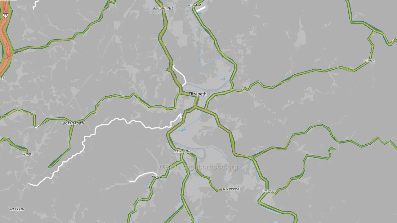 Wirt County, WV Map of Noise Levels in Wirt County