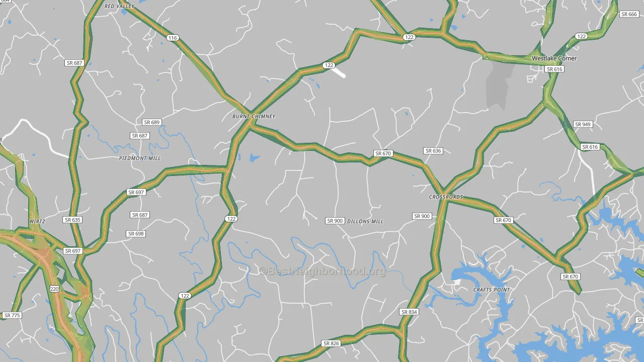 Wirtz, VA Map of Noise Levels in Wirtz