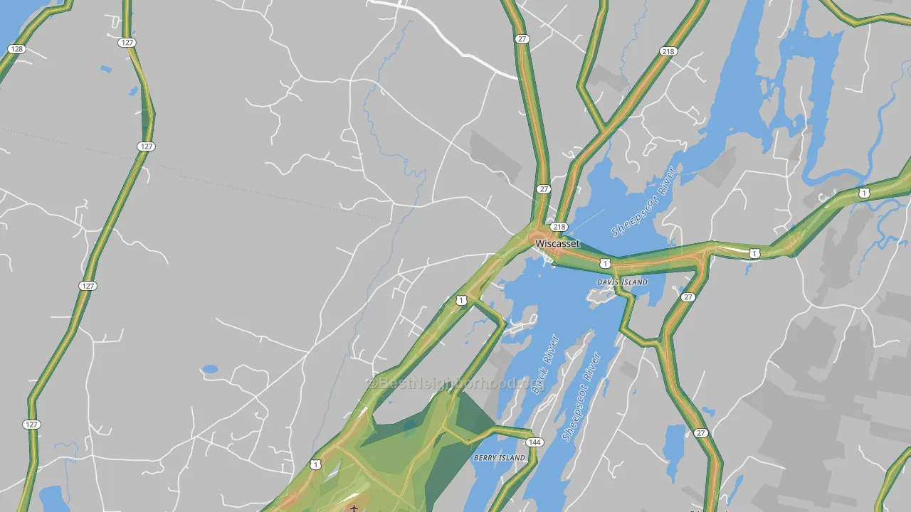 Wiscasset, ME Map of Noise Levels in Wiscasset