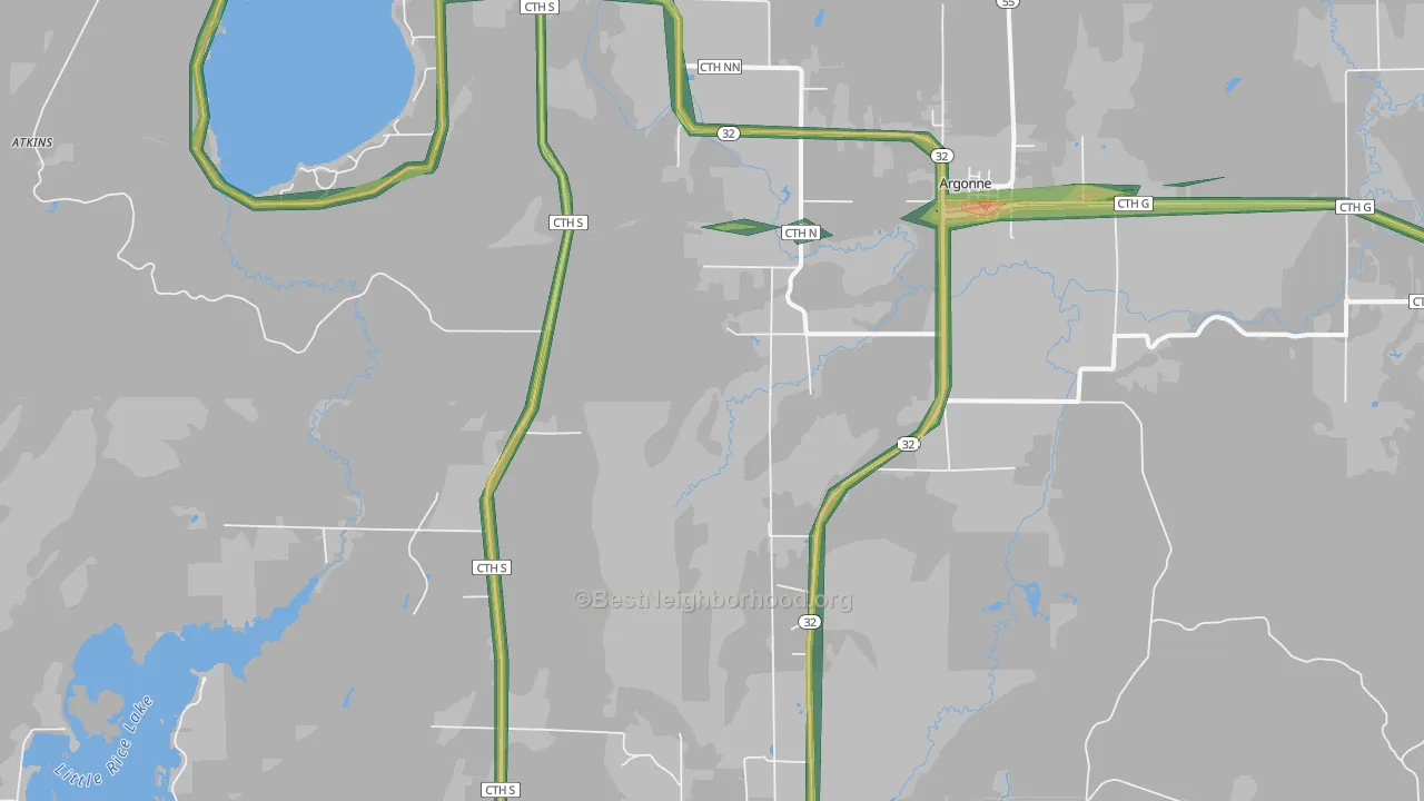 Wisconsin Junction, WI Map of Noise Levels in Wisconsin Junction