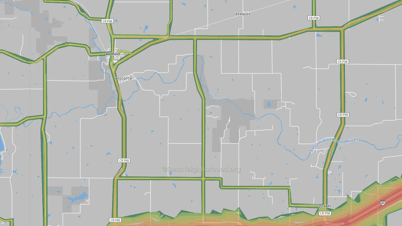 Wiscotta, IA Map of Noise Levels in Wiscotta