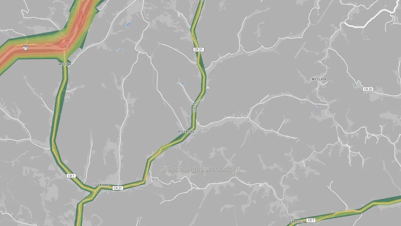 Wiseburg, WV Map of Noise Levels in Wiseburg