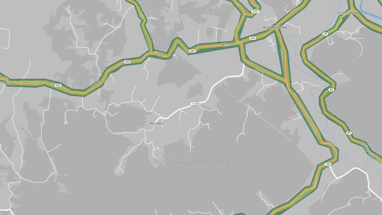 Wisemantown, KY Map of Noise Levels in Wisemantown