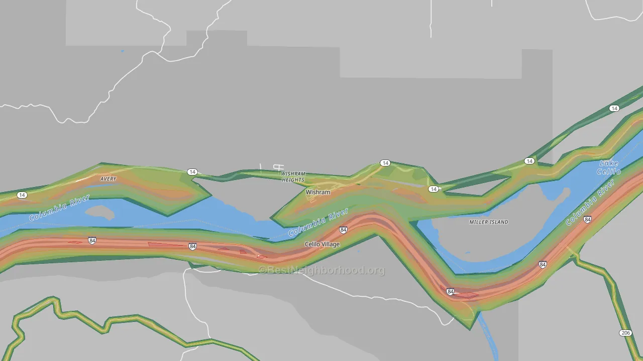 Wishram, WA Map of Noise Levels in Wishram