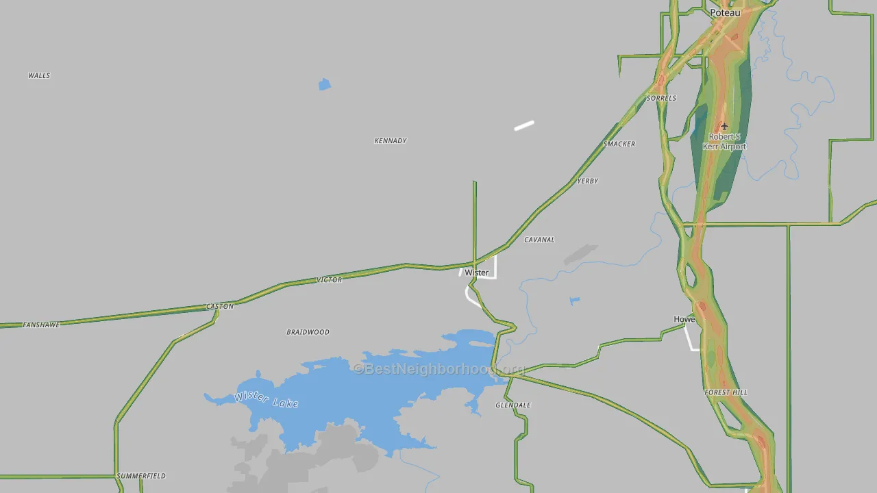 Wister, OK Map of Noise Levels in Wister