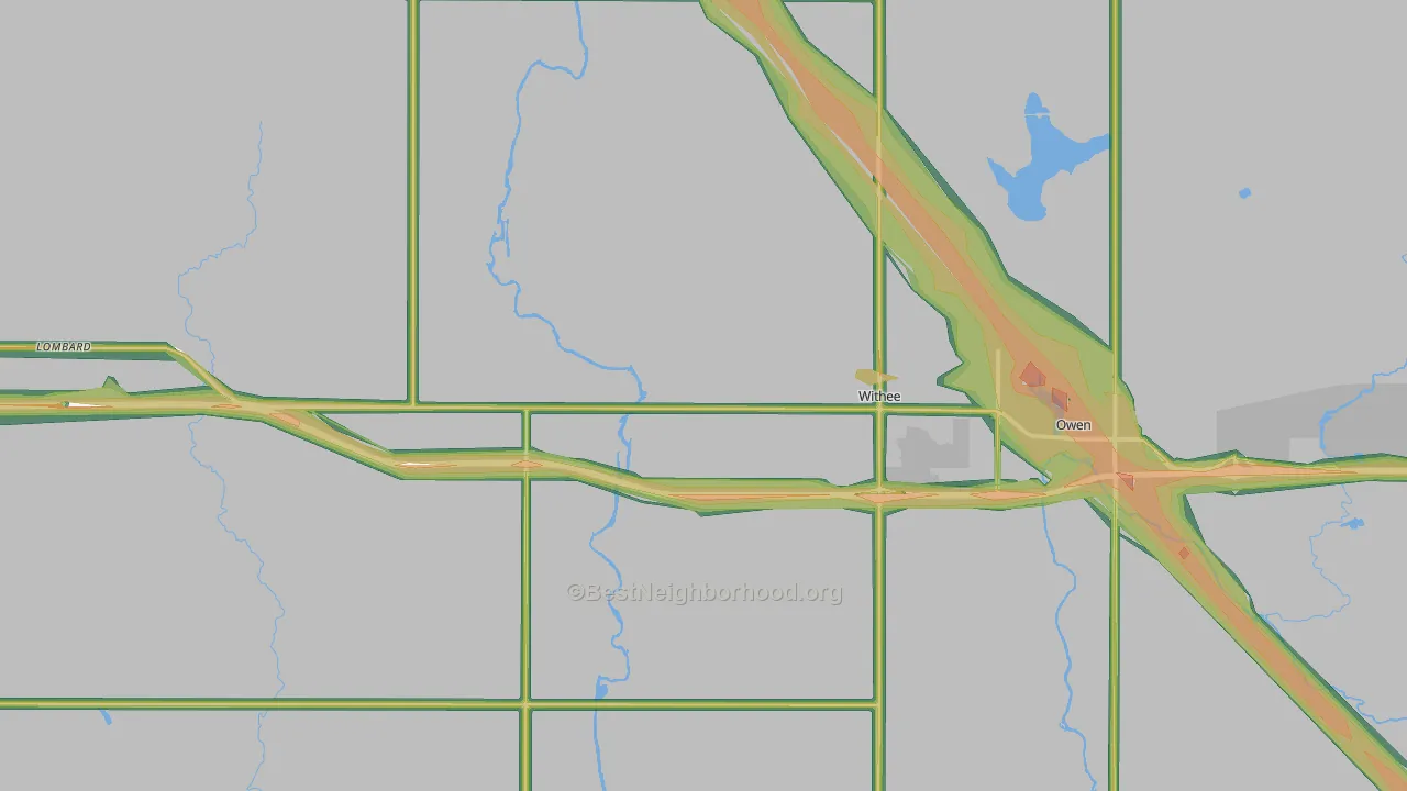 Withee, WI Map of Noise Levels in Withee
