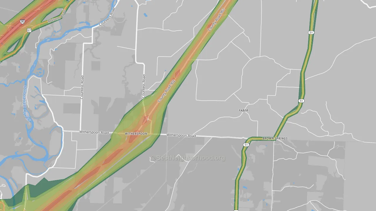 Witherspoon, AR Map of Noise Levels in Witherspoon