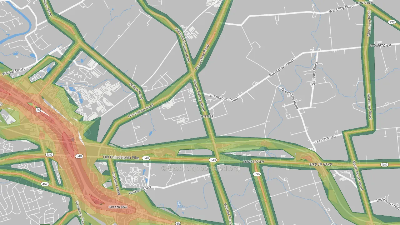 Witmer, PA Map of Noise Levels in Witmer