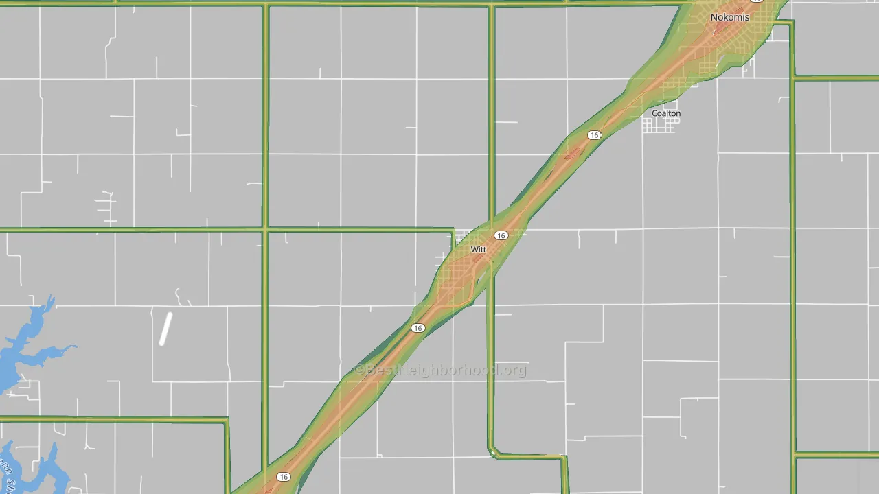 Witt, IL Map of Noise Levels in Witt
