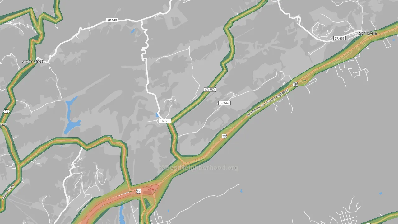 Wittens Mills, VA Map of Noise Levels in Wittens Mills