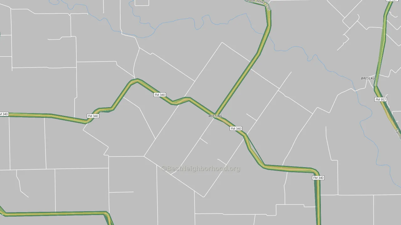 Witting, TX Map of Noise Levels in Witting