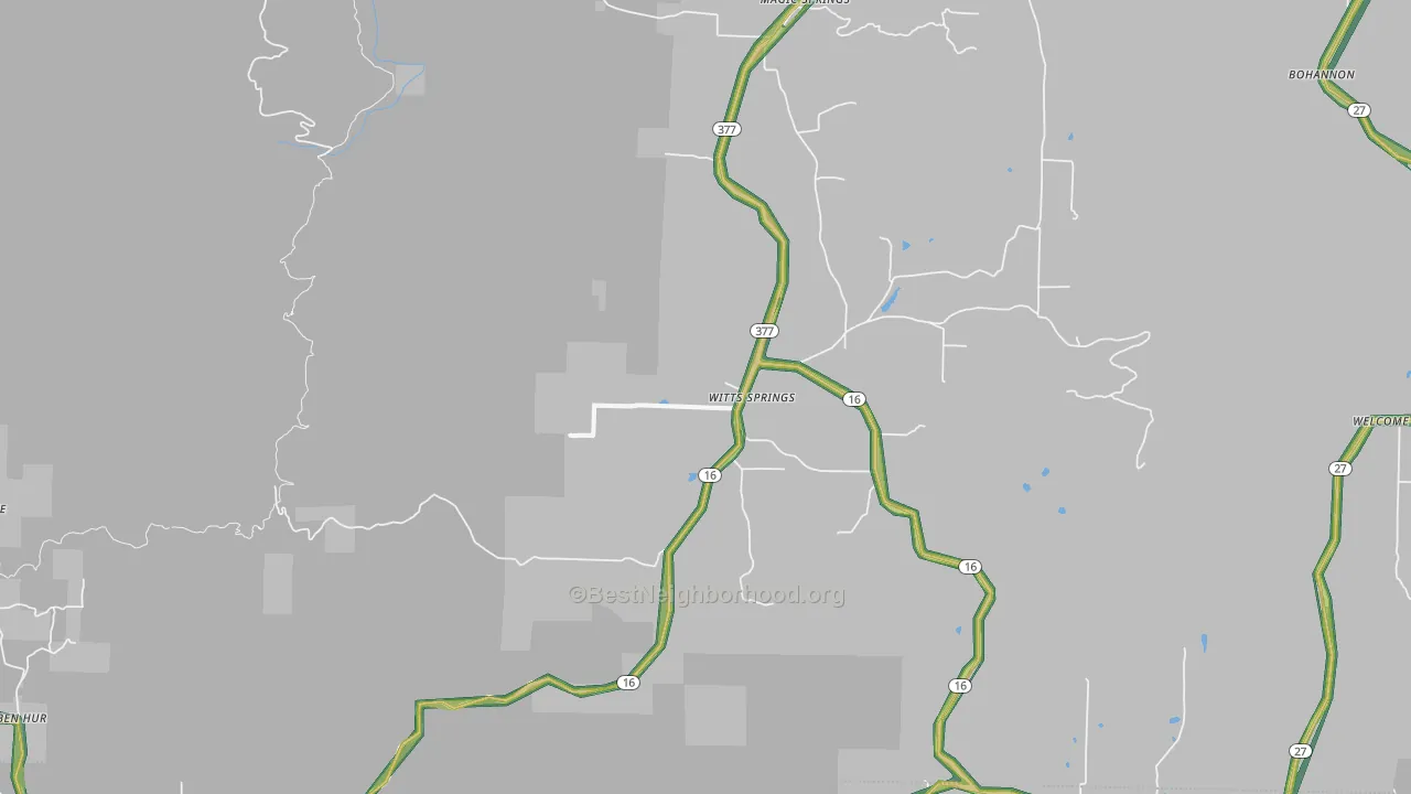 Witts Springs, AR Map of Noise Levels in Witts Springs