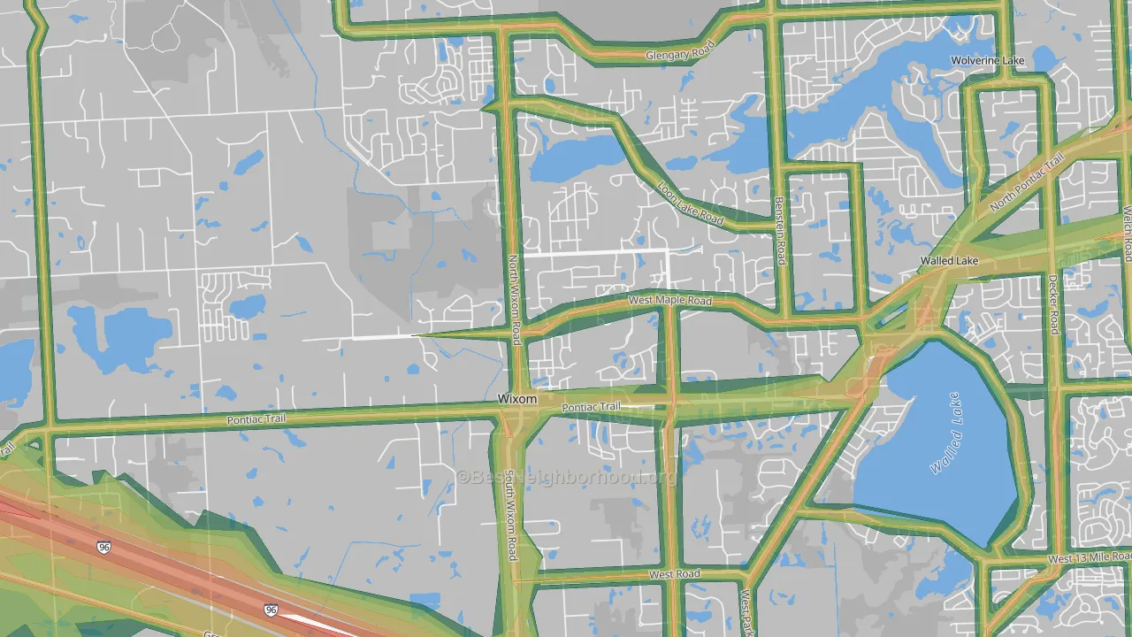 Wixom, MI Map of Noise Levels in Wixom