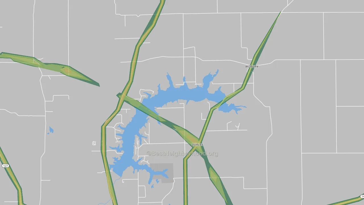 Woburn, IL Map of Noise Levels in Woburn