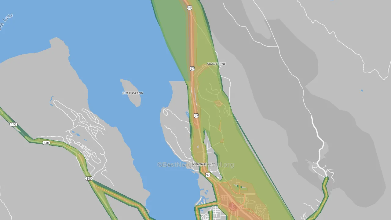 Wocus, OR Map of Noise Levels in Wocus