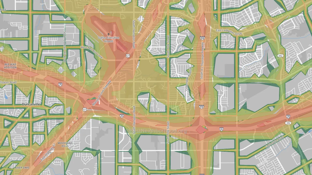 Wolf Creek, Dallas, TX Map of Noise Levels in Wolf Creek