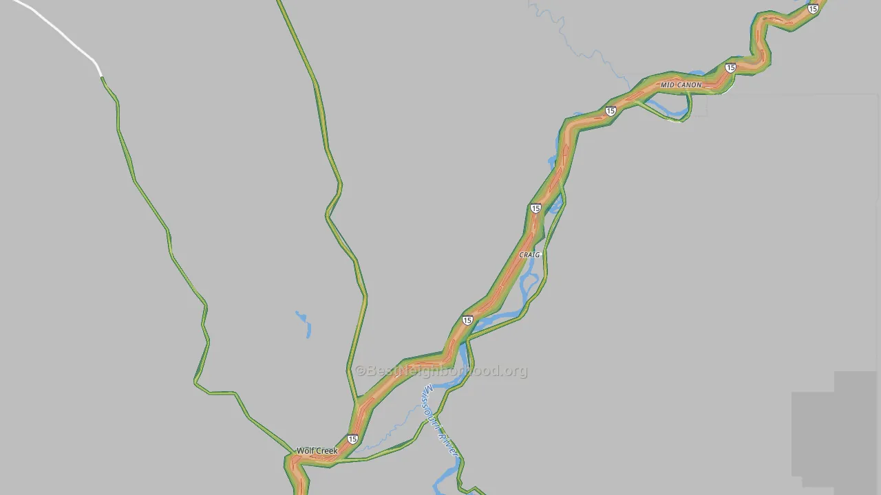 Wolf Creek, MT Map of Noise Levels in Wolf Creek
