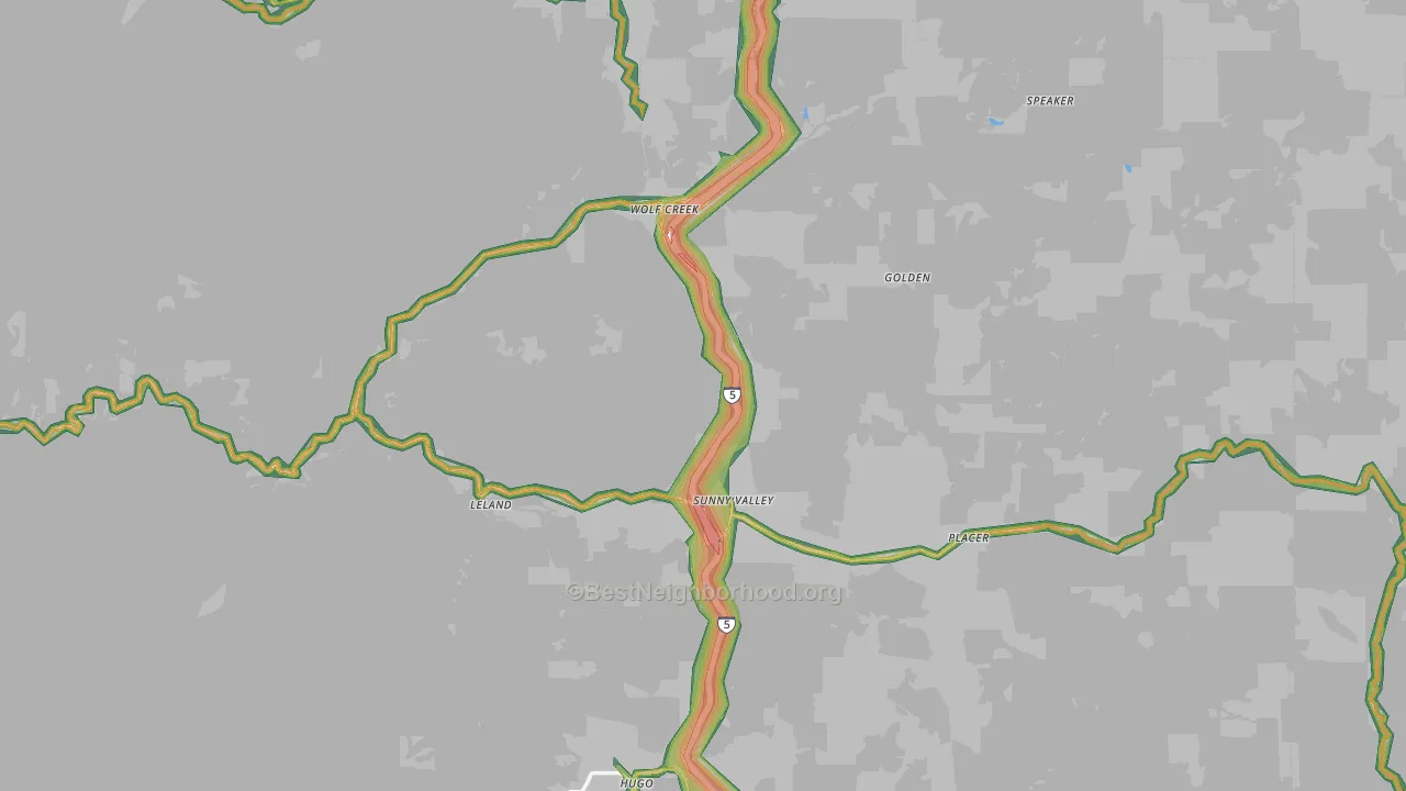 Wolf Creek, OR Map of Noise Levels in Wolf Creek