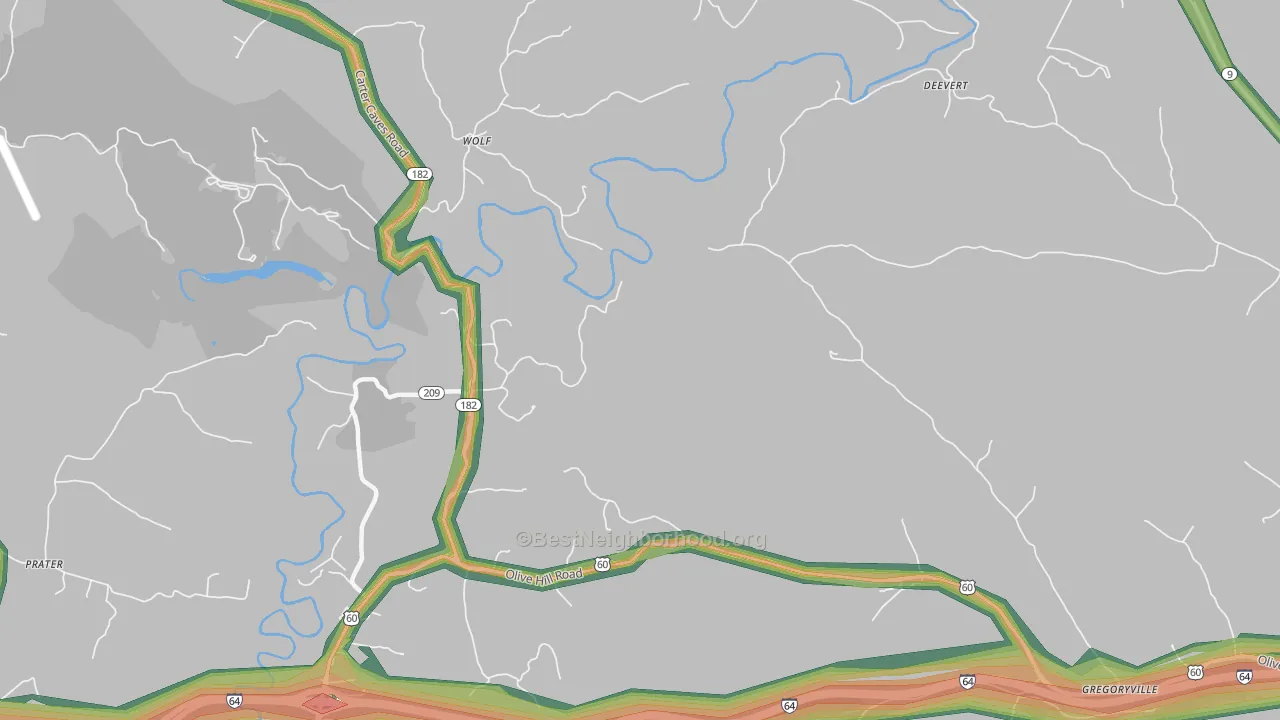 Wolf, KY Map of Noise Levels in Wolf