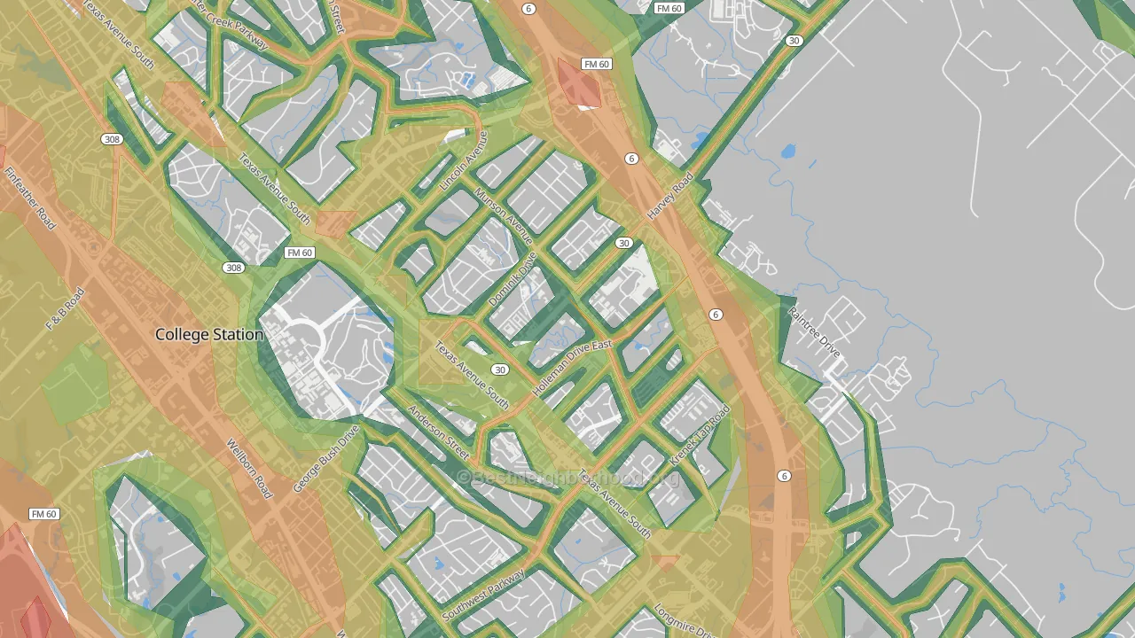 Wolf Pen Creek District, College Station, TX Map of Noise Levels in Wolf Pen Creek District