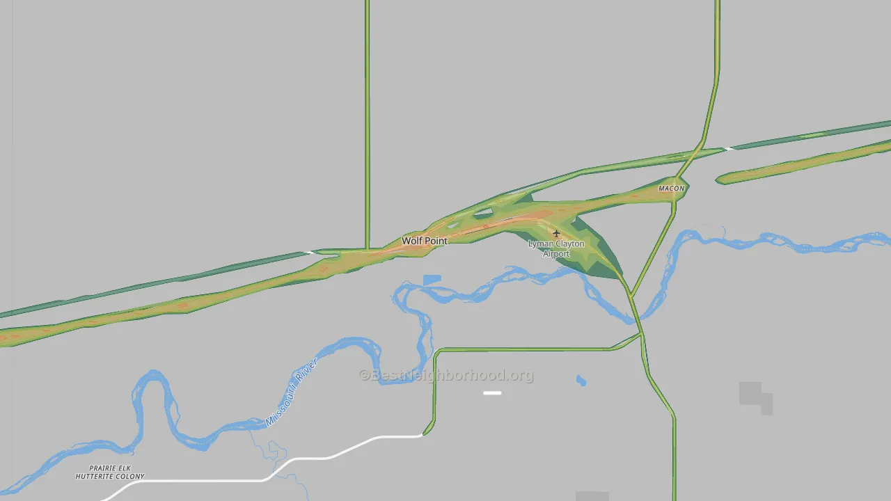 Wolf Point, MT Map of Noise Levels in Wolf Point