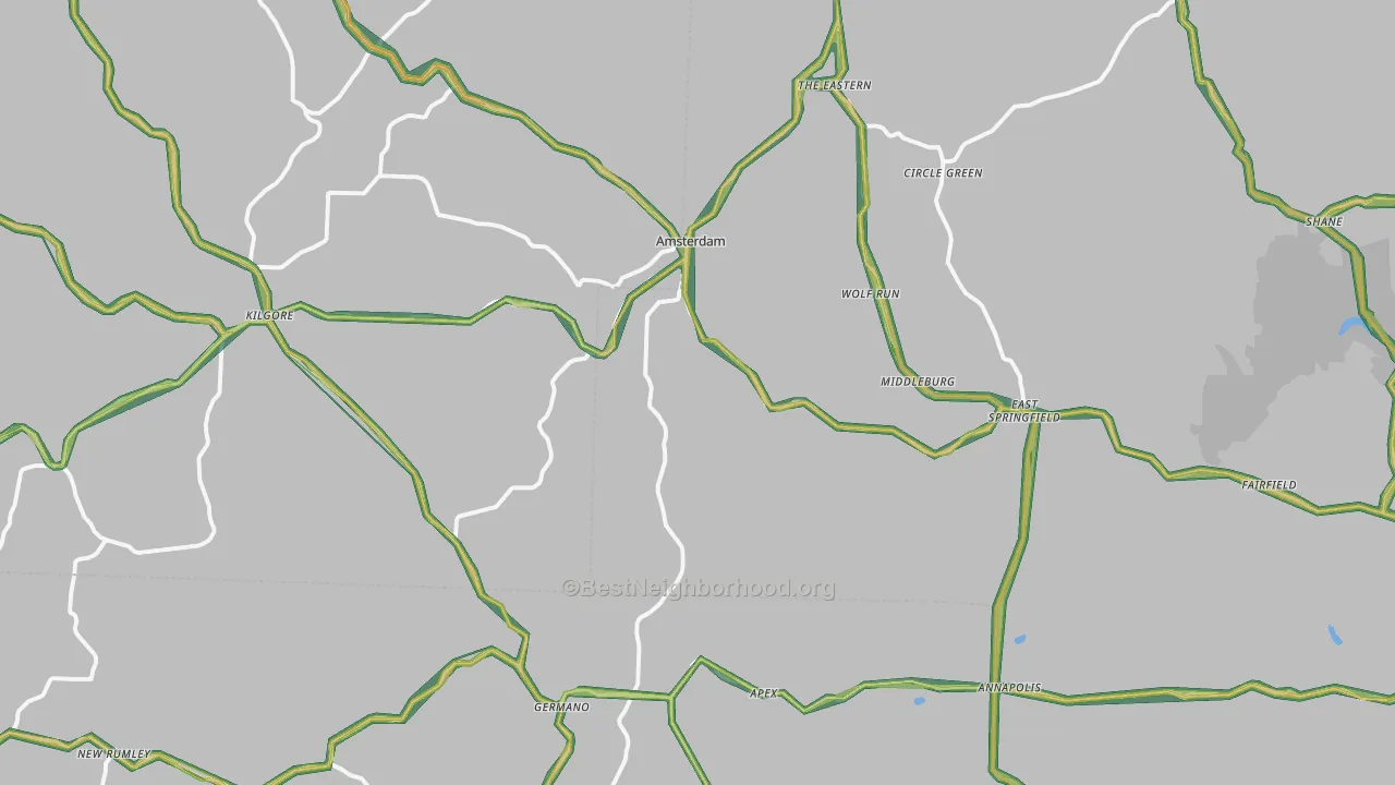 Wolf Run, OH Map of Noise Levels in Wolf Run