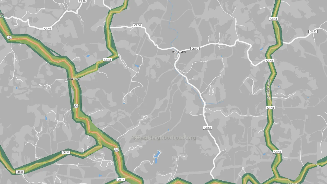 Wolf Run, WV Map of Noise Levels in Wolf Run