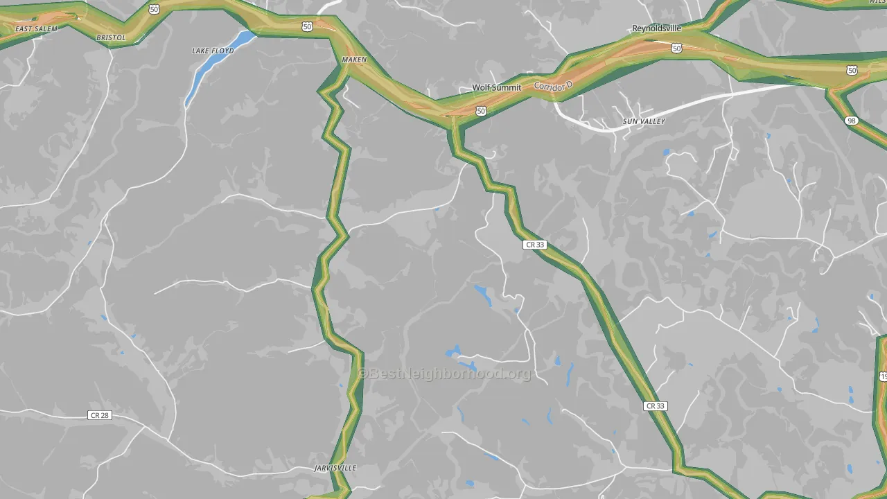 Wolf Summit, WV Map of Noise Levels in Wolf Summit