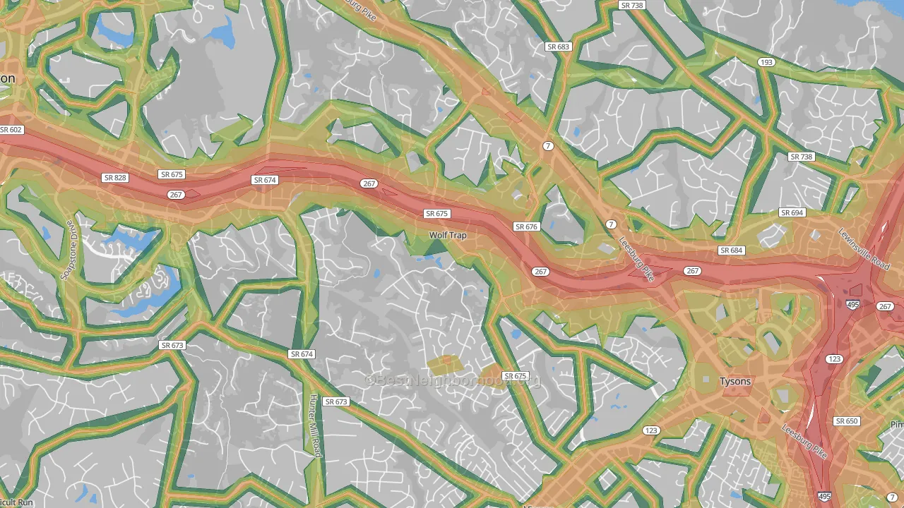 Wolf Trap, VA Map of Noise Levels in Wolf Trap
