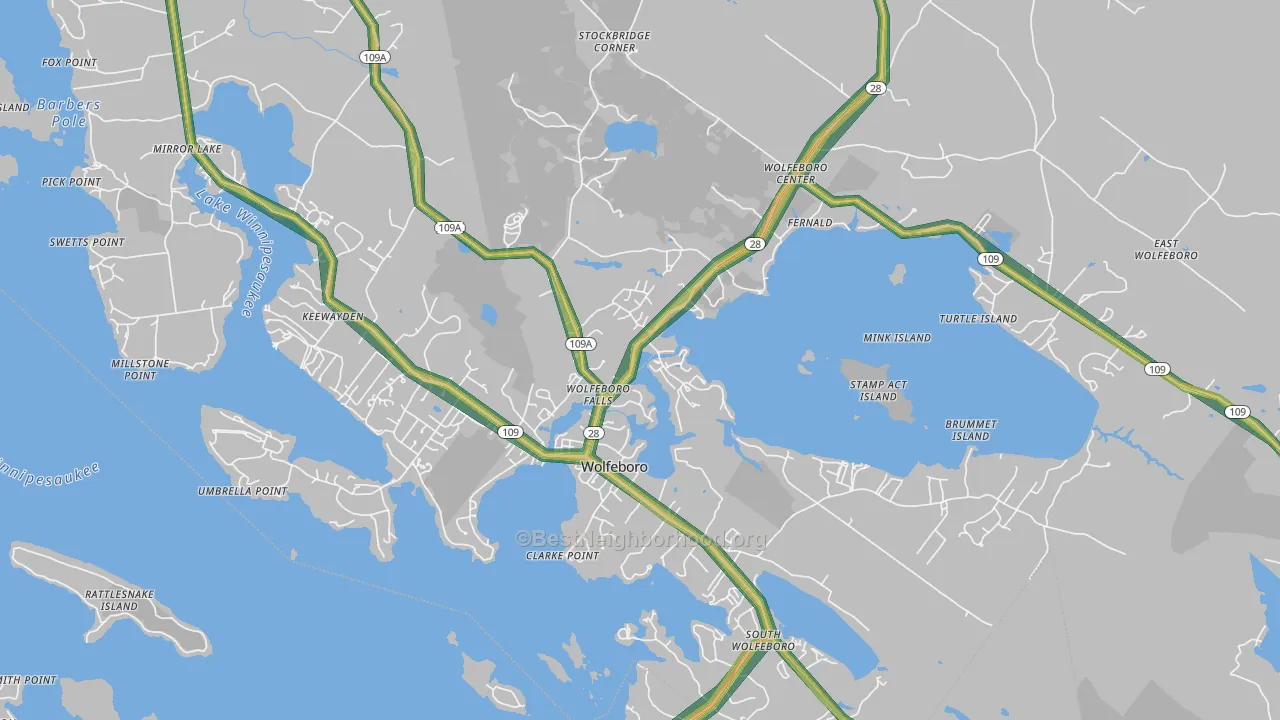 Wolfeboro, NH Map of Noise Levels in Wolfeboro