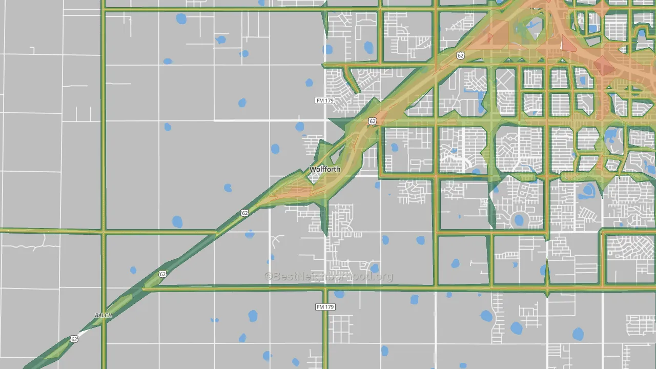 Wolfforth, TX Map of Noise Levels in Wolfforth