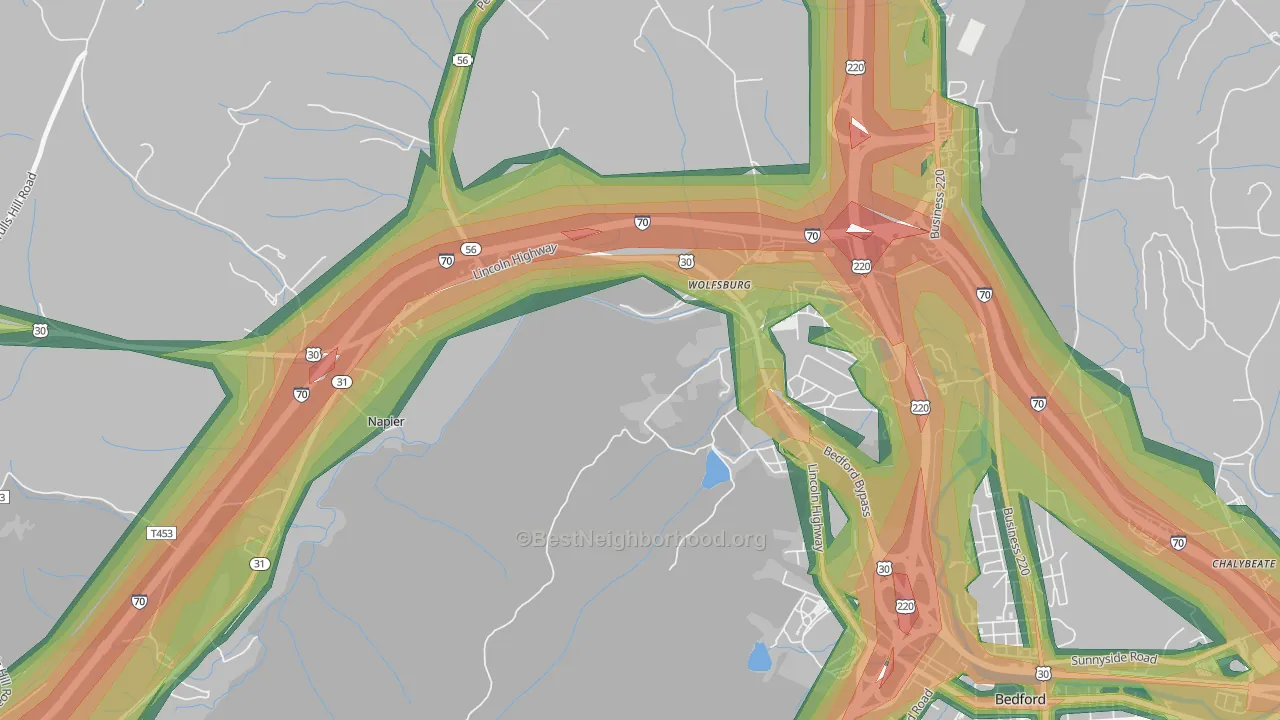Wolfsburg, PA Map of Noise Levels in Wolfsburg