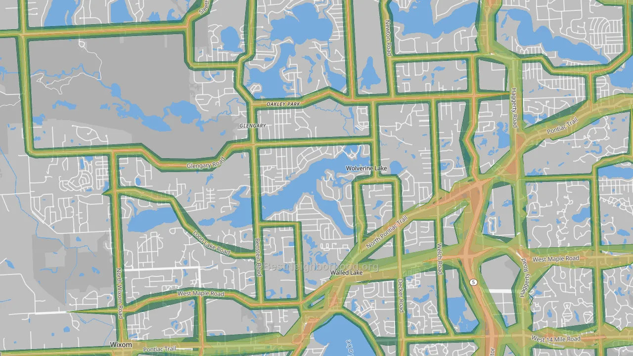 Wolverine Lake, MI Map of Noise Levels in Wolverine Lake