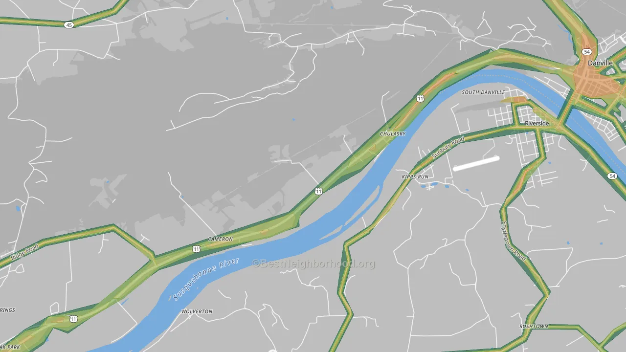 Wolverton, PA Map of Noise Levels in Wolverton