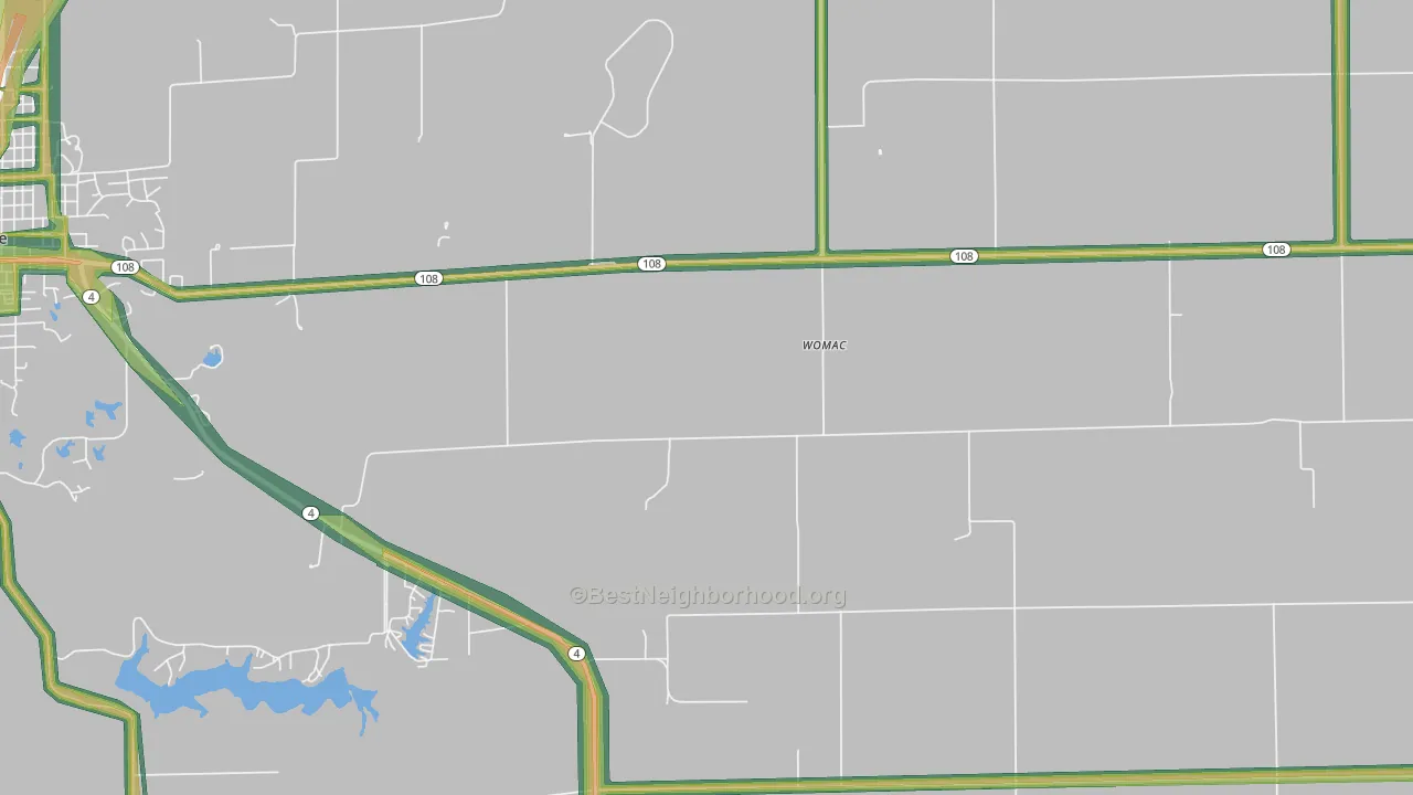 Womac, IL Map of Noise Levels in Womac