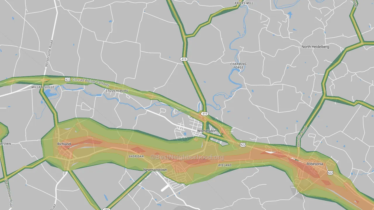 Womelsdorf, PA Map of Noise Levels in Womelsdorf