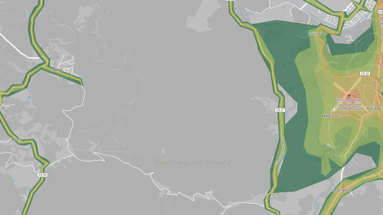Womelsdorf, WV Map of Noise Levels in Womelsdorf