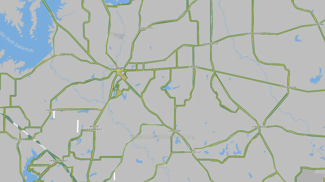 Wood County, TX Map of Noise Levels in Wood County