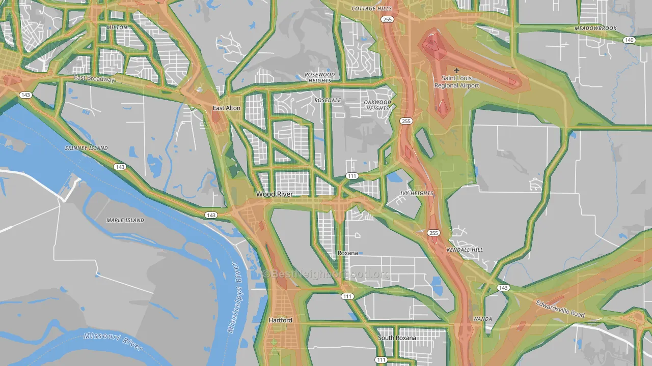 Wood River, IL Map of Noise Levels in Wood River