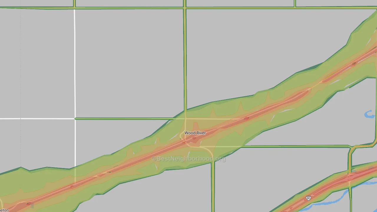 Wood River, NE Map of Noise Levels in Wood River