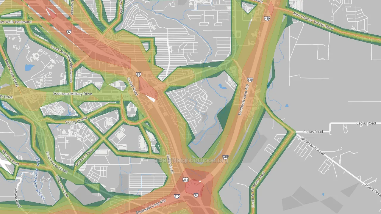 Woodbridge at Monte Viejo, San Antonio, TX Map of Noise Levels in Woodbridge at Monte Viejo