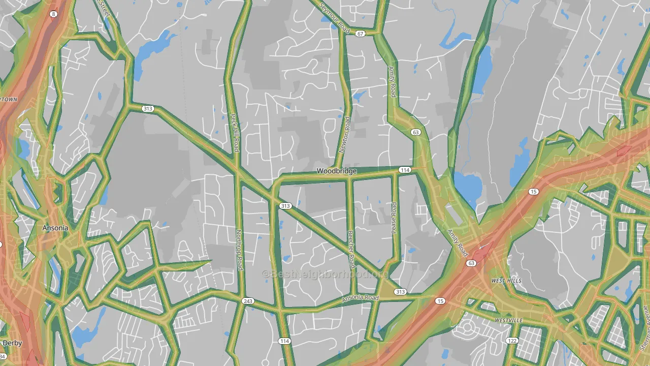 Woodbridge, CT Map of Noise Levels in Woodbridge