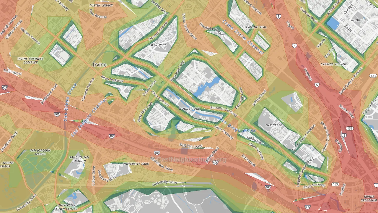 Woodbridge, Irvine, CA Map of Noise Levels in Woodbridge