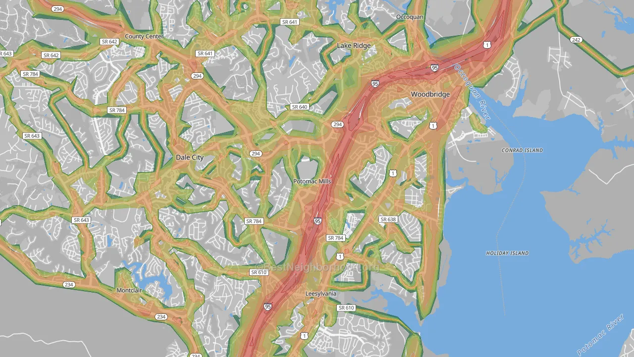 Woodbridge, VA Map of Noise Levels in Woodbridge