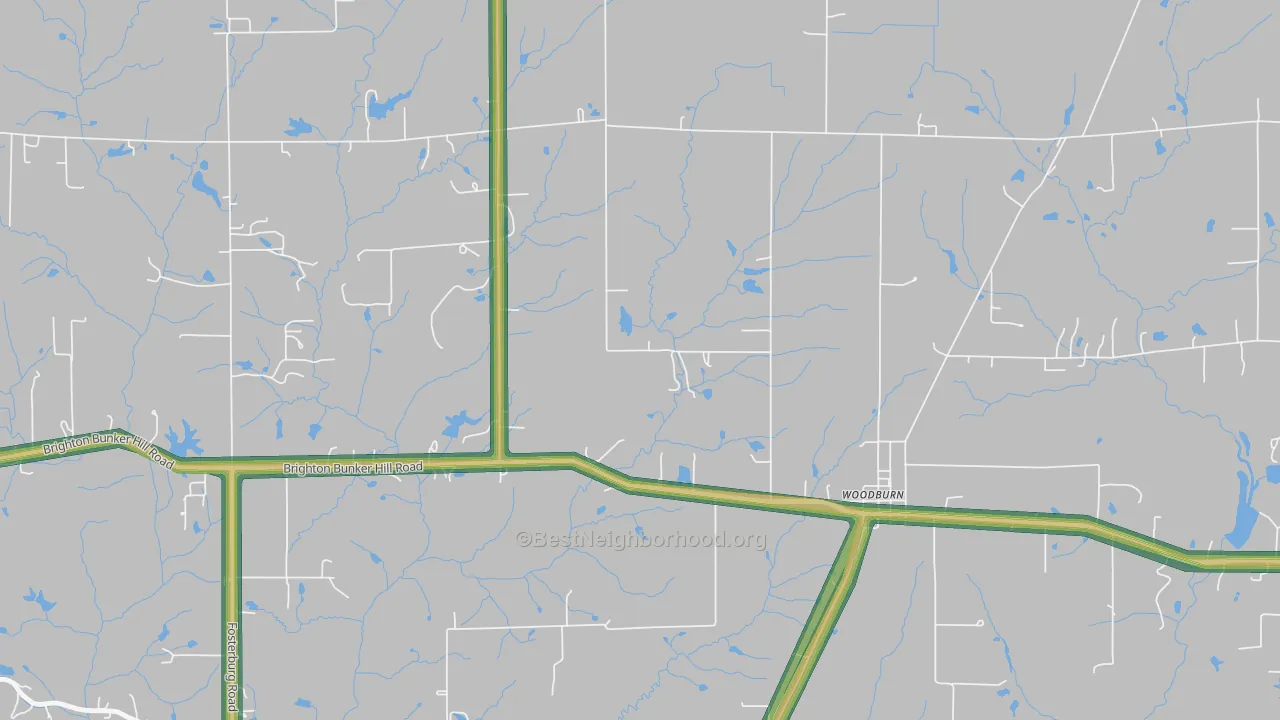 Woodburn, IL Map of Noise Levels in Woodburn